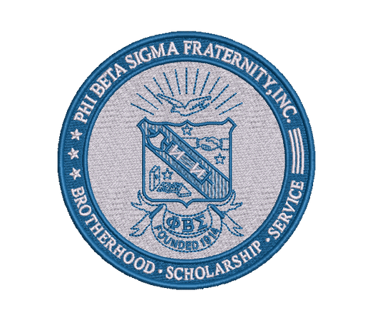 Phi Beta Sigma Fraternity Inc. Embroidered Appliqué Twill Seal Patch 4'' Sew or Iron on