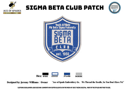 Sigma Beta Club Embroidered Appliqué Twill Seal Patch - 4'' Sew or Iron On